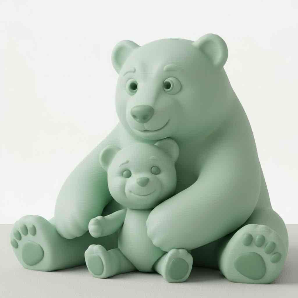 Mommy Bear Hugging Baby free 3D printable STL