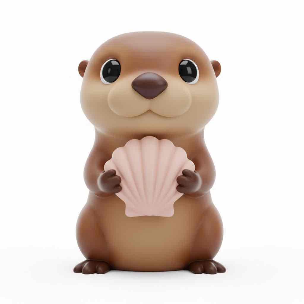 Cartoon Otter Holding Shell free 3D printable STL