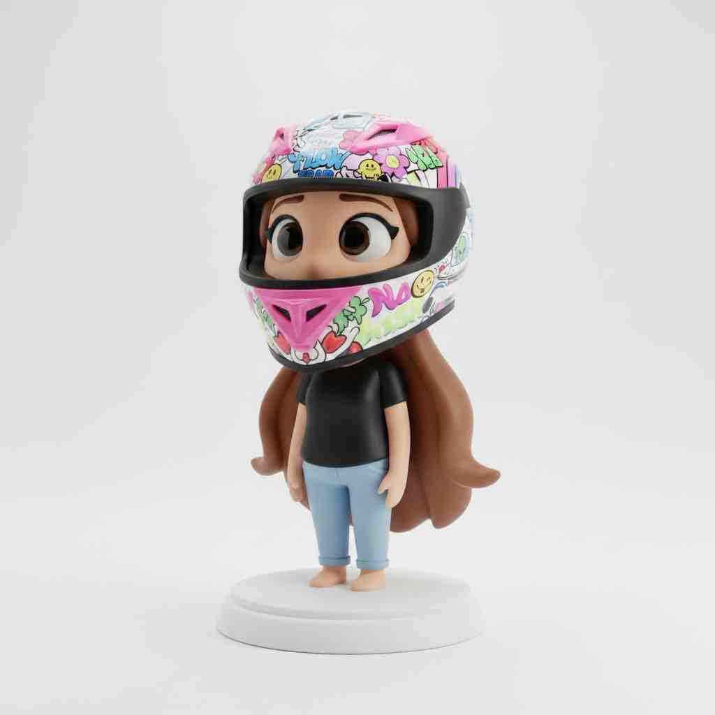 Cartoon Girl with Helmet free 3D printable STL