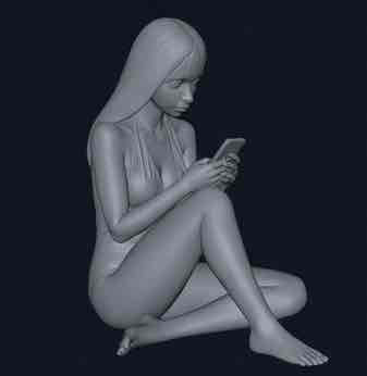 Sitting Woman Phone Model free 3D printable STL