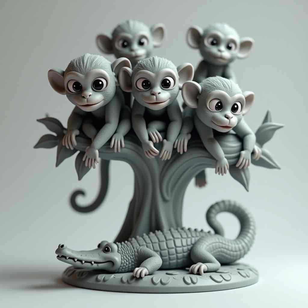 Playful Monkeys on Tree free 3D printable STL
