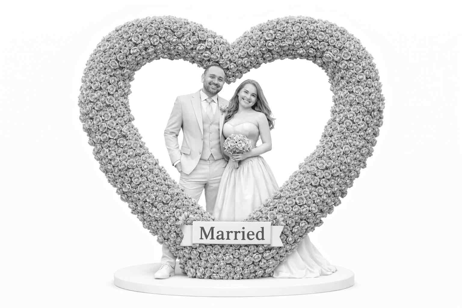 Wedding Couple Heart Sculpture free 3D printable STL