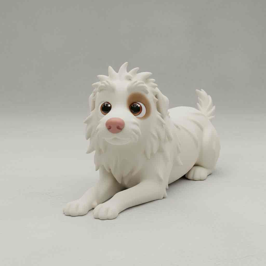 Fluffy White Dog Figure free 3D printable STL