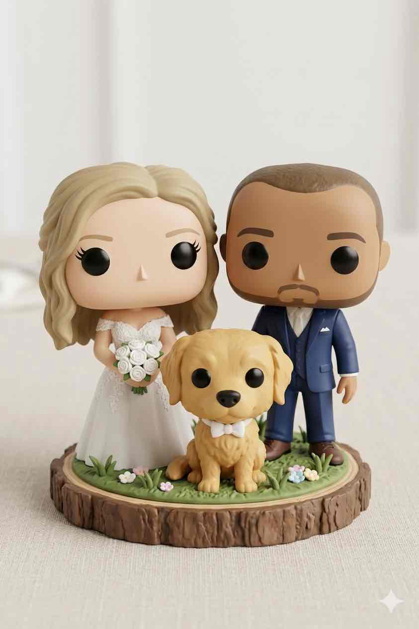 Bride and Groom with Golden Retriever free 3D printable STL