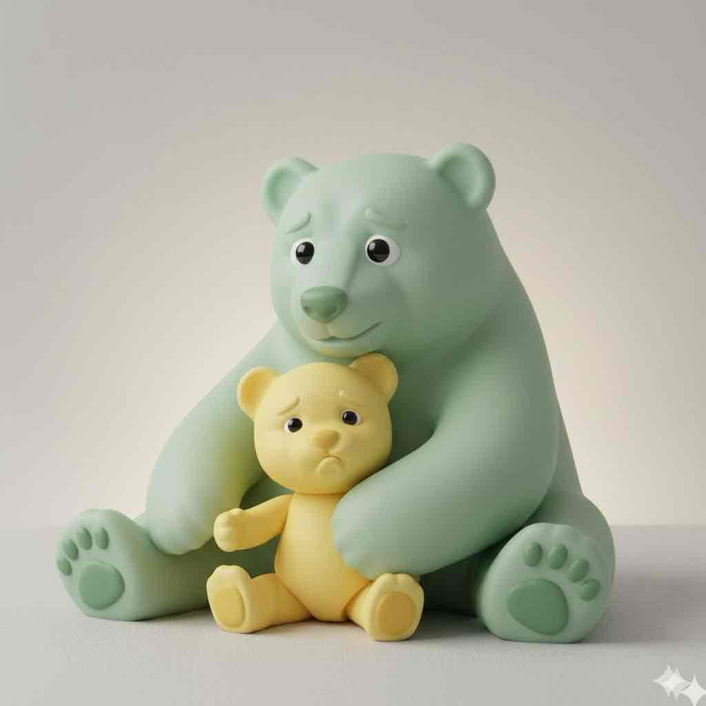 Green Bear with Cub free 3D printable STL