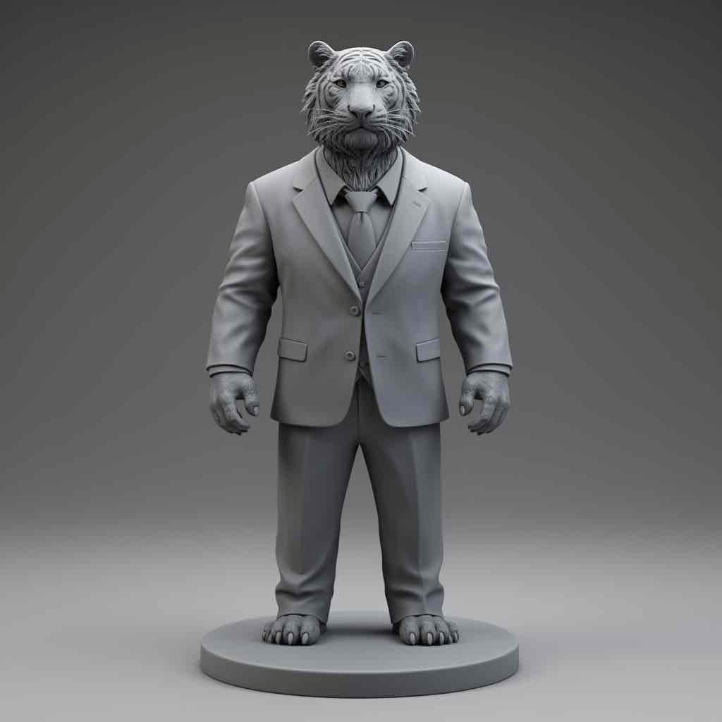 Tiger Businessman Figure free 3D printable STL