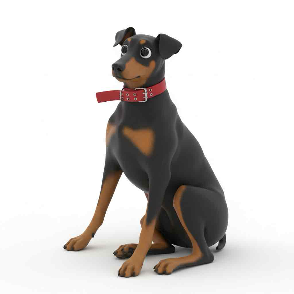 Doberman Sitting Pose free 3D printable STL