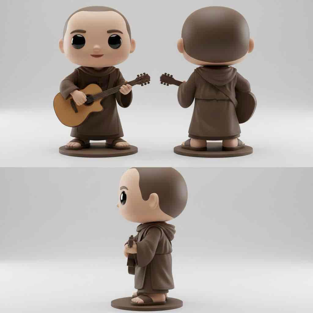 Cute Monk Playing Guitar free 3D printable STL