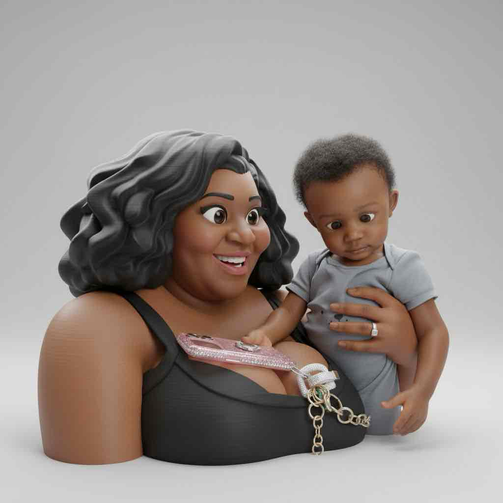 Joyful Mother Holding Baby free 3D printable STL
