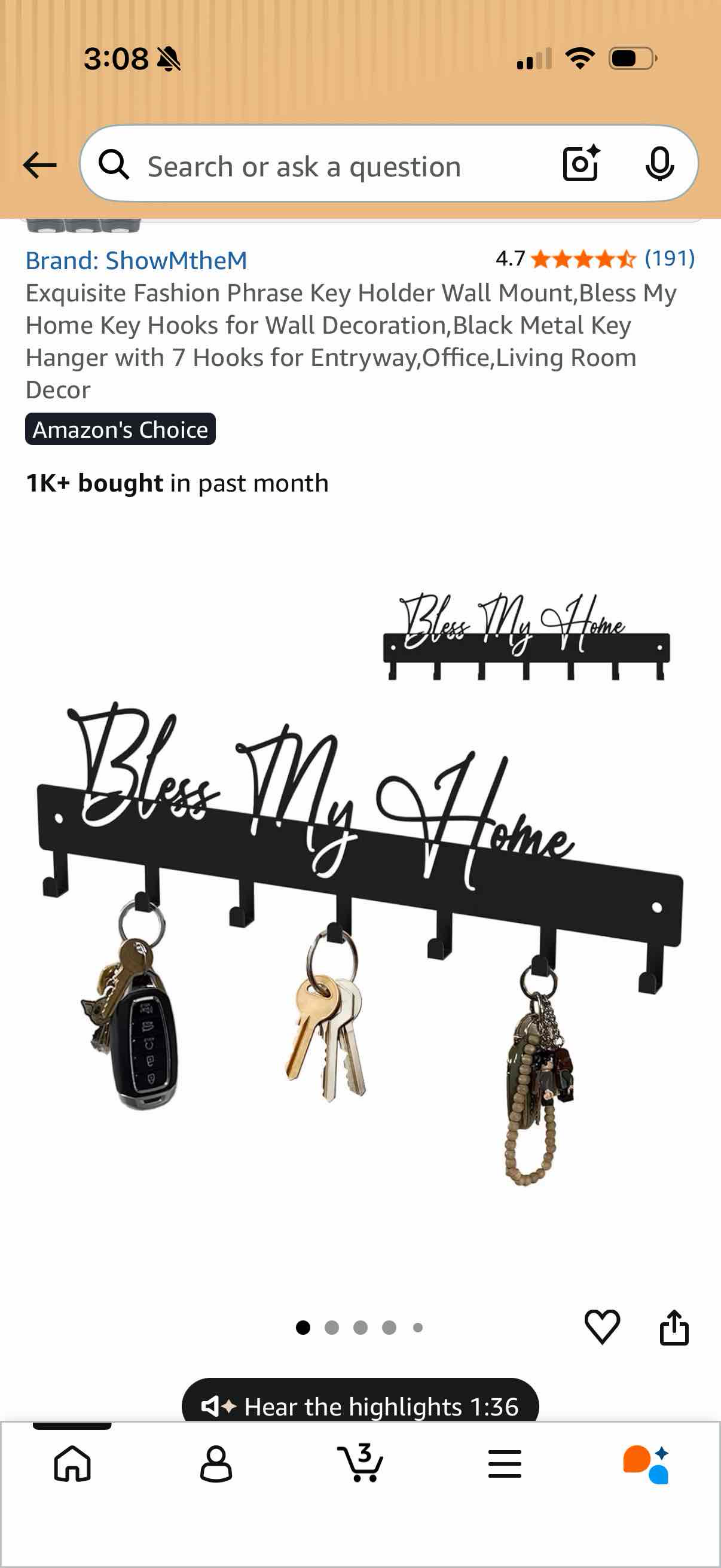 Bless My Home Key Holder free 3D printable STL