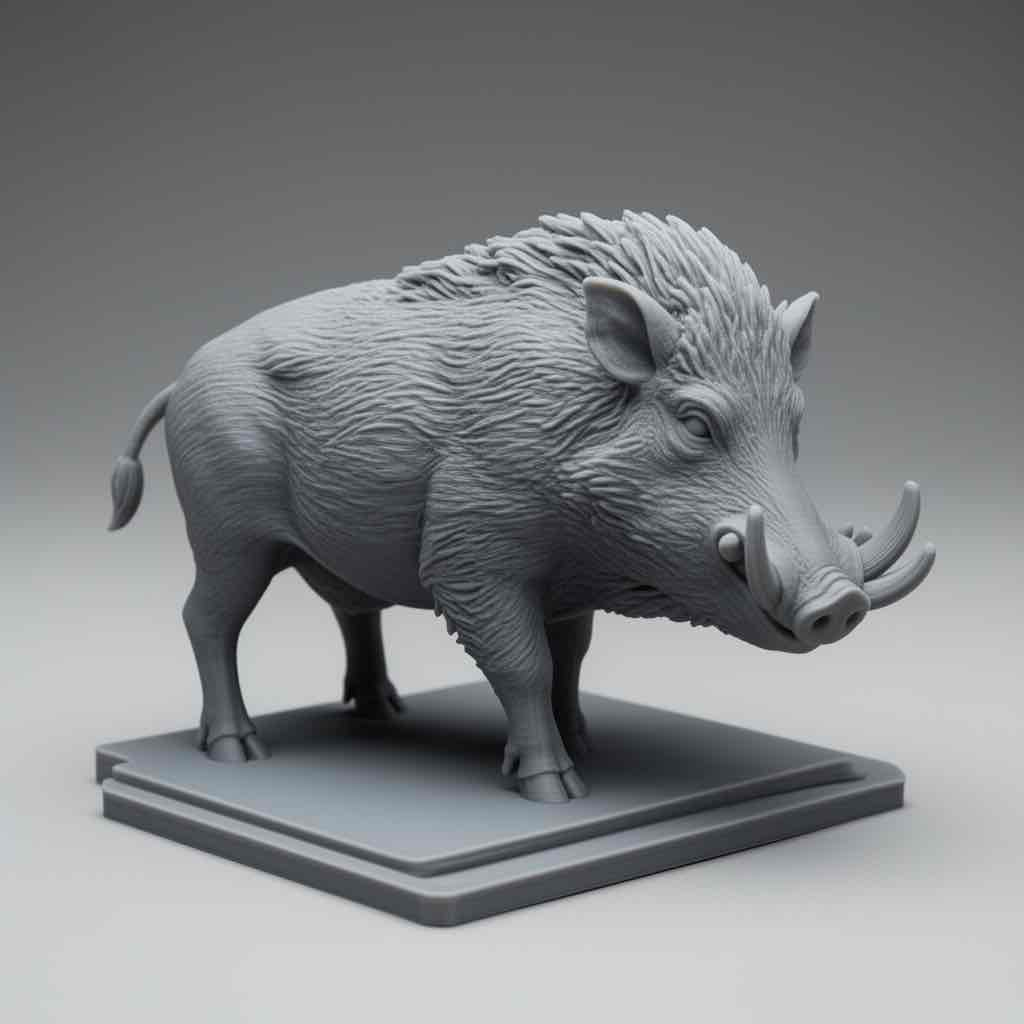 Wild Boar Sculpture free 3D printable STL