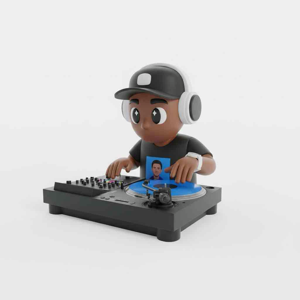 DJ Figurine with Turntables free 3D printable STL