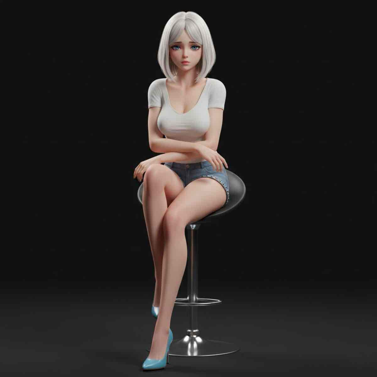 Stylish Female Figure Sitting free 3D printable STL
