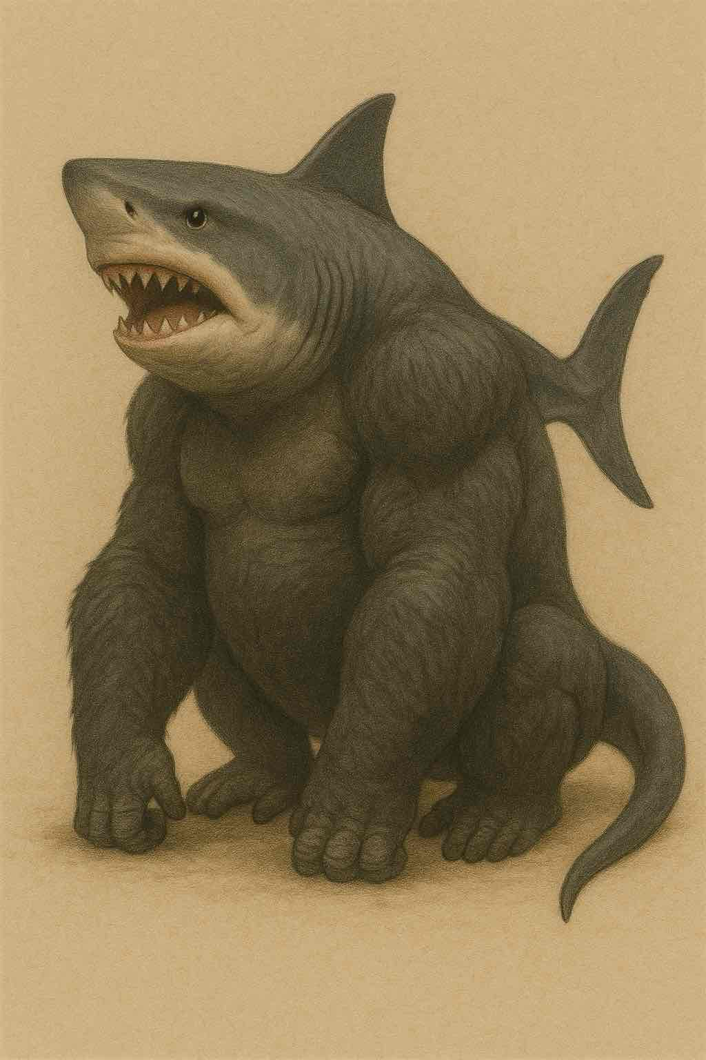 Muscular Shark Creature free 3D printable STL