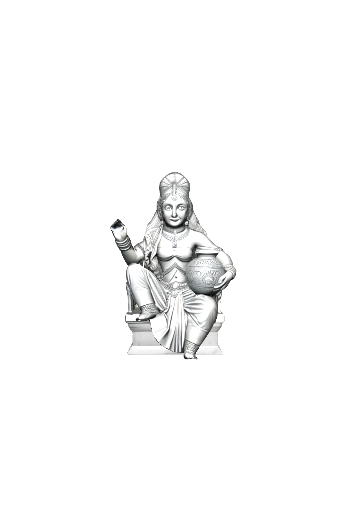 Seated Ganga Goddess Figure free 3D printable STL