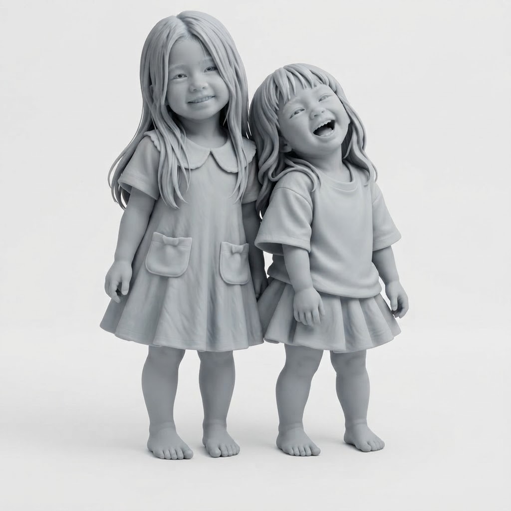 Two Girls Animated Figurines free 3D printable STL