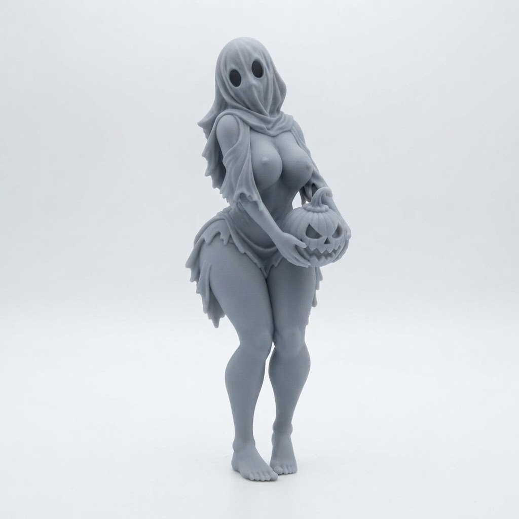 Ghost Girl Pumpkin Figurine free 3D printable STL