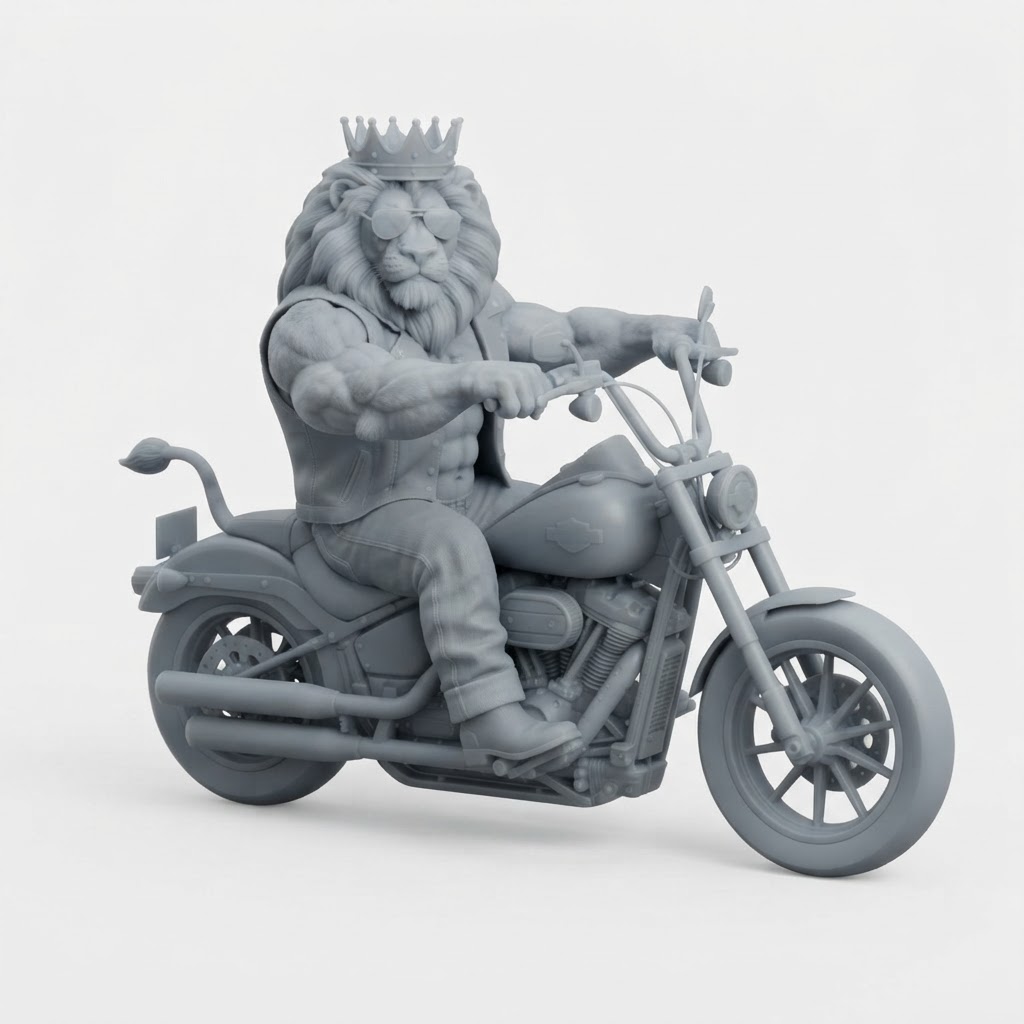 Lion Biker Figurine free 3D printable STL