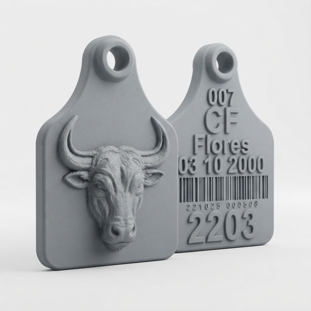 Realistic Bull Ear Tag free 3D printable STL