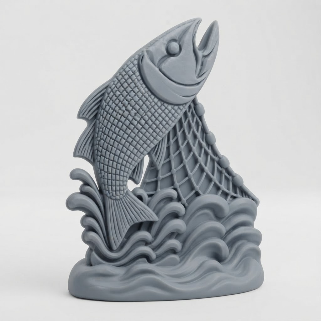 Jumping Salmon Figurine free 3D printable STL