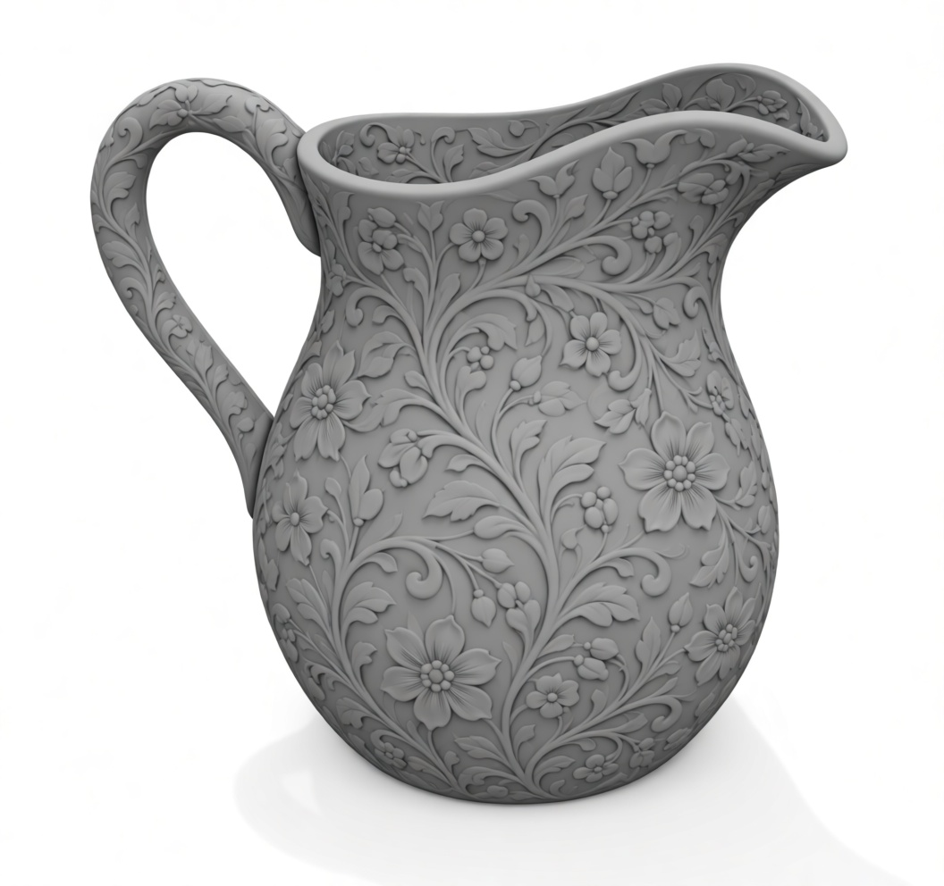 Floral Relief Pitcher Model free 3D printable STL
