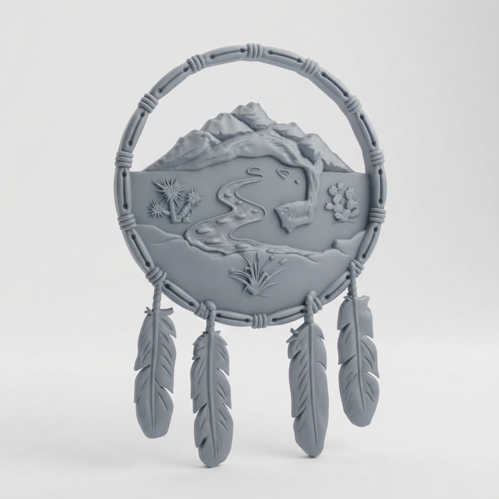 Mountain Landscape Dreamcatcher free 3D printable STL