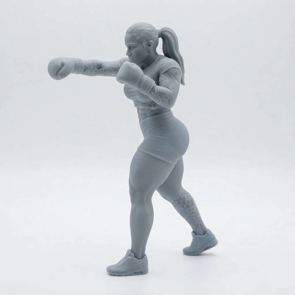 Female Boxer Figurine free 3D printable STL