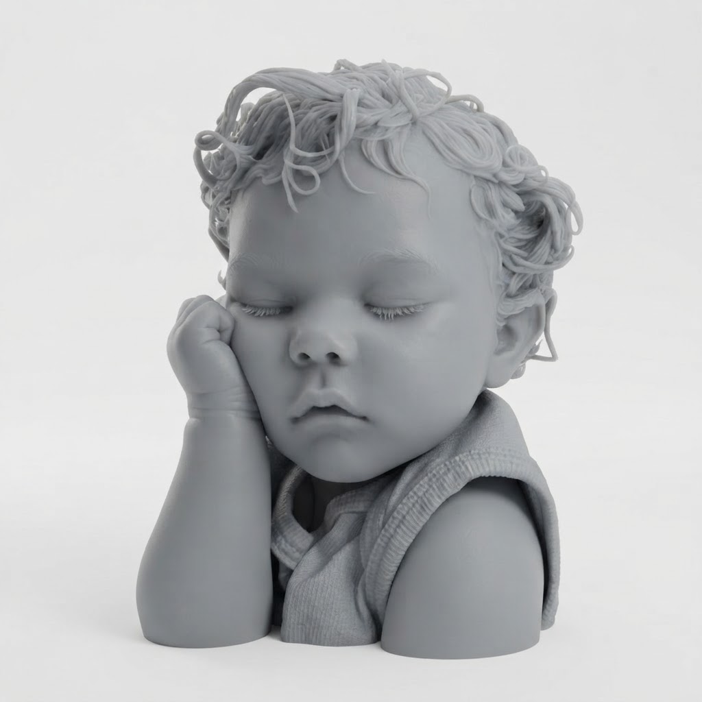 Sleeping Toddler Girl Bust free 3D printable STL