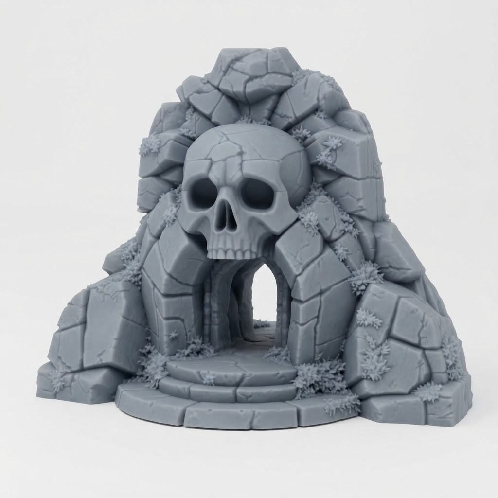 Skull Cave Entrance Model free 3D printable STL