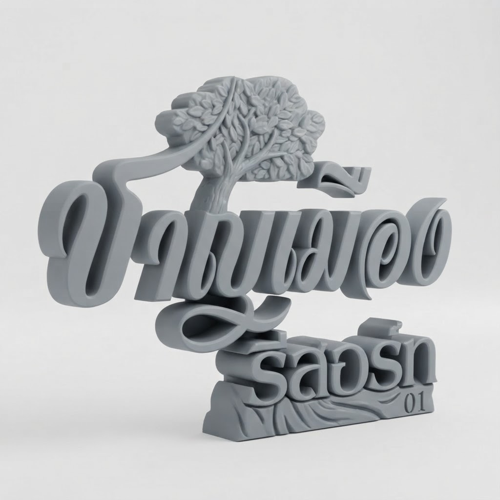 Thai Typography Sculpture free 3D printable STL