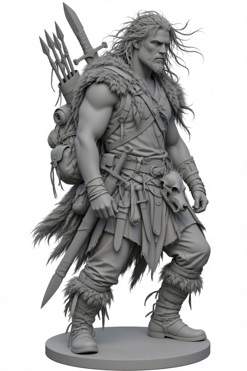 Barbarian Warrior Figurine free 3D printable STL