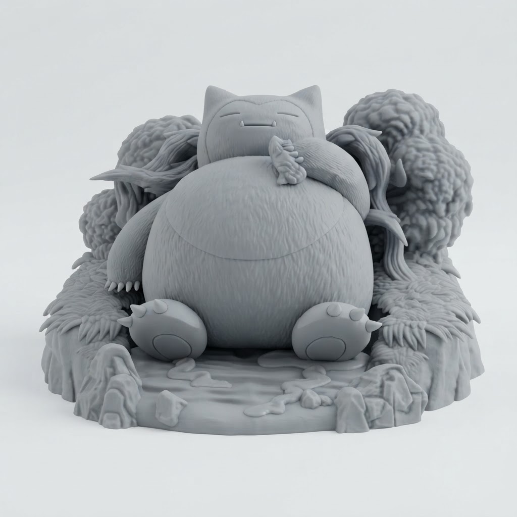 Snorlax Relaxing Figurine free 3D printable STL