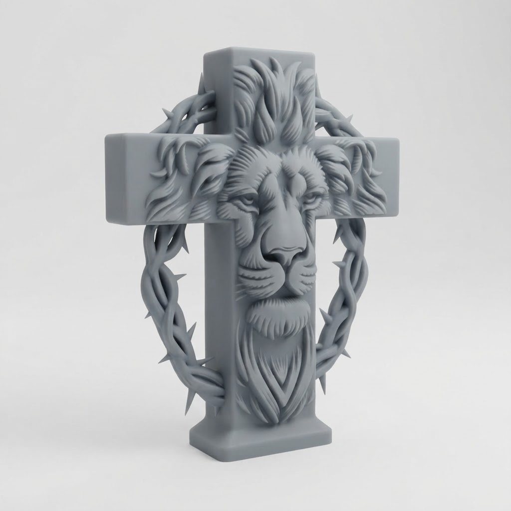 Lion Cross Sculpture free 3D printable STL