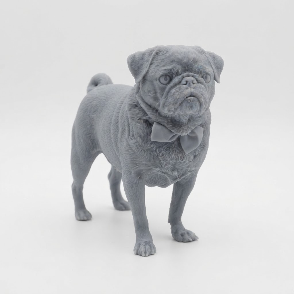 Pug Bow Tie Figurine free 3D printable STL