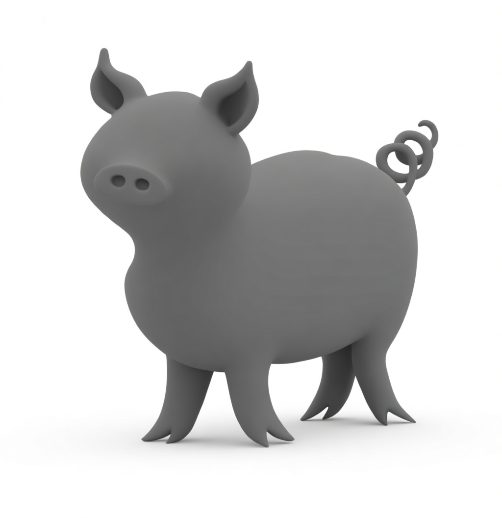 Cartoon Pig Figurine free 3D printable STL