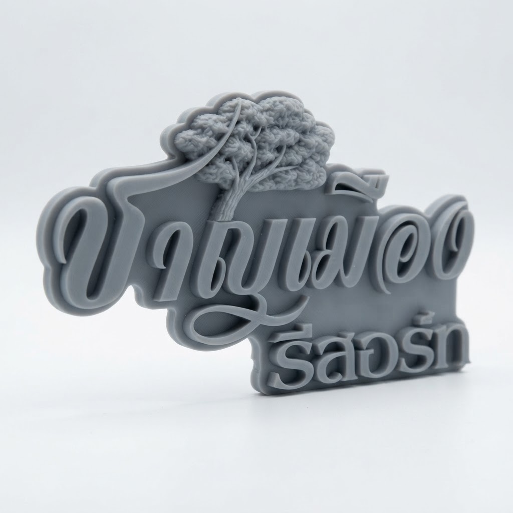 Thai Script Tree Sign Figurine free 3D printable STL