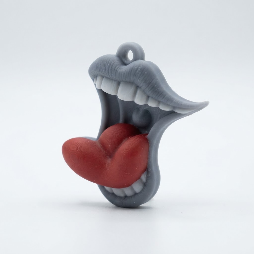 Heart Tongue Mouth Keychain free 3D printable STL