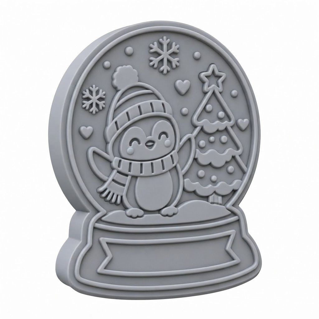 Penguin Snow Globe Cookie Cutter free 3D printable STL