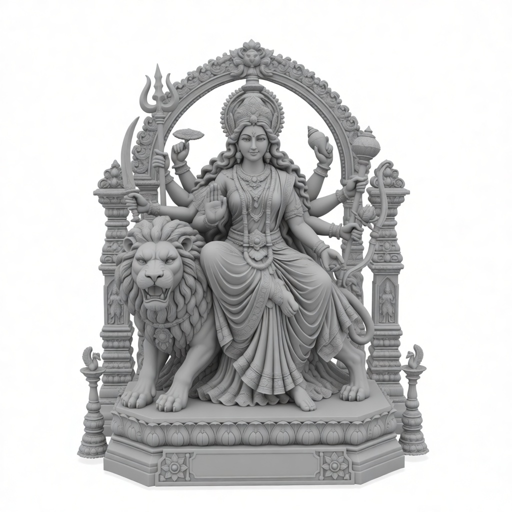 Maa Durga Lion Idol free 3D printable STL