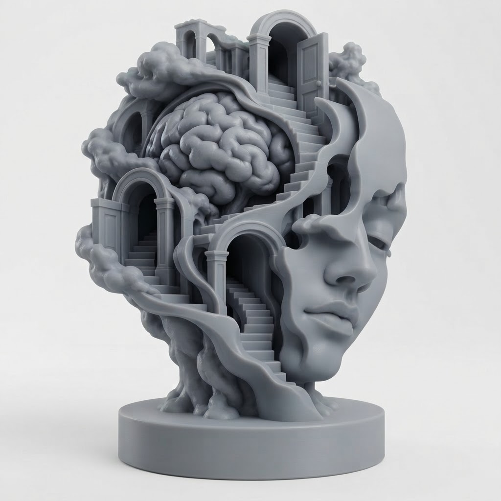 Surreal Brain Head Sculpture free 3D printable STL