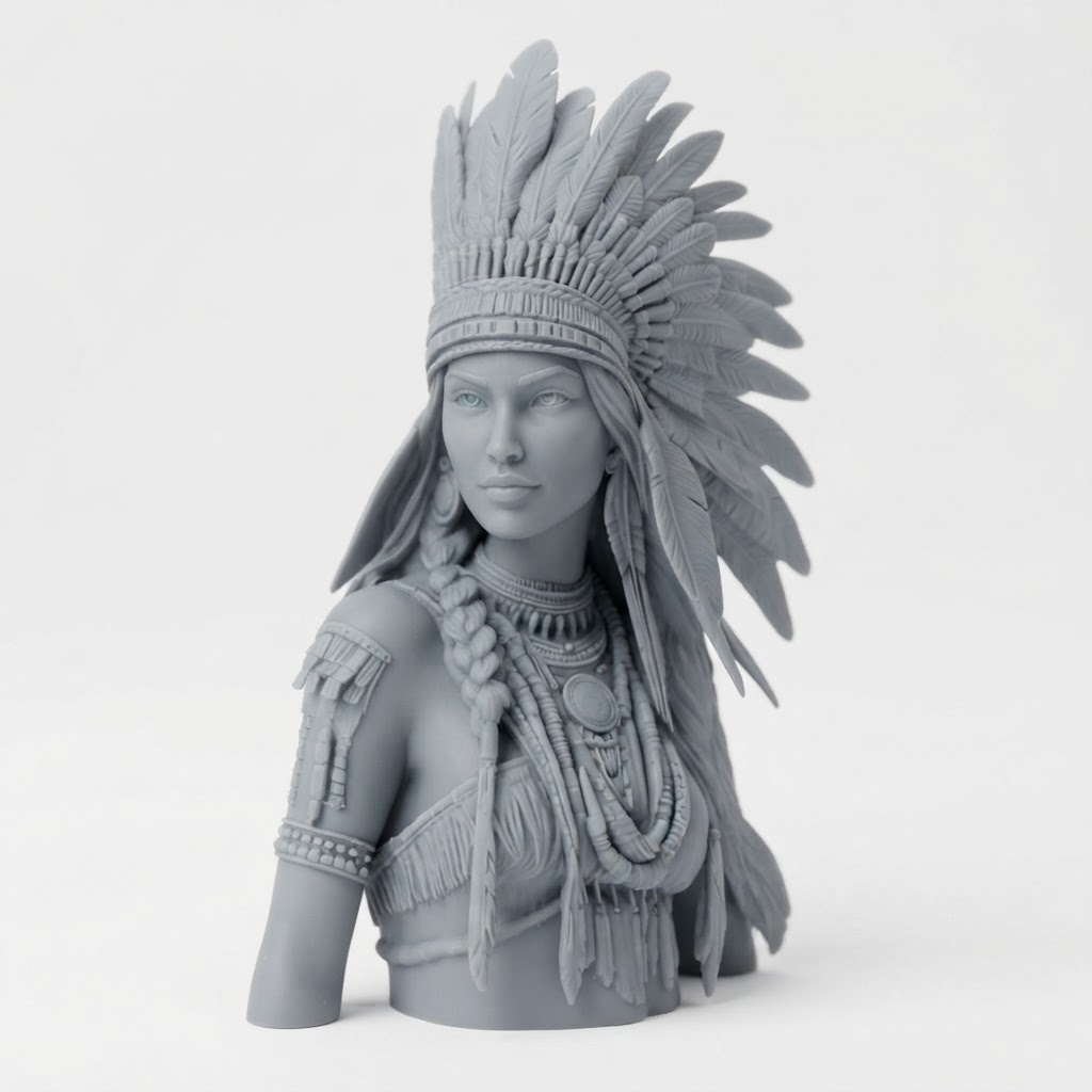 Native American Woman Bust free 3D printable STL