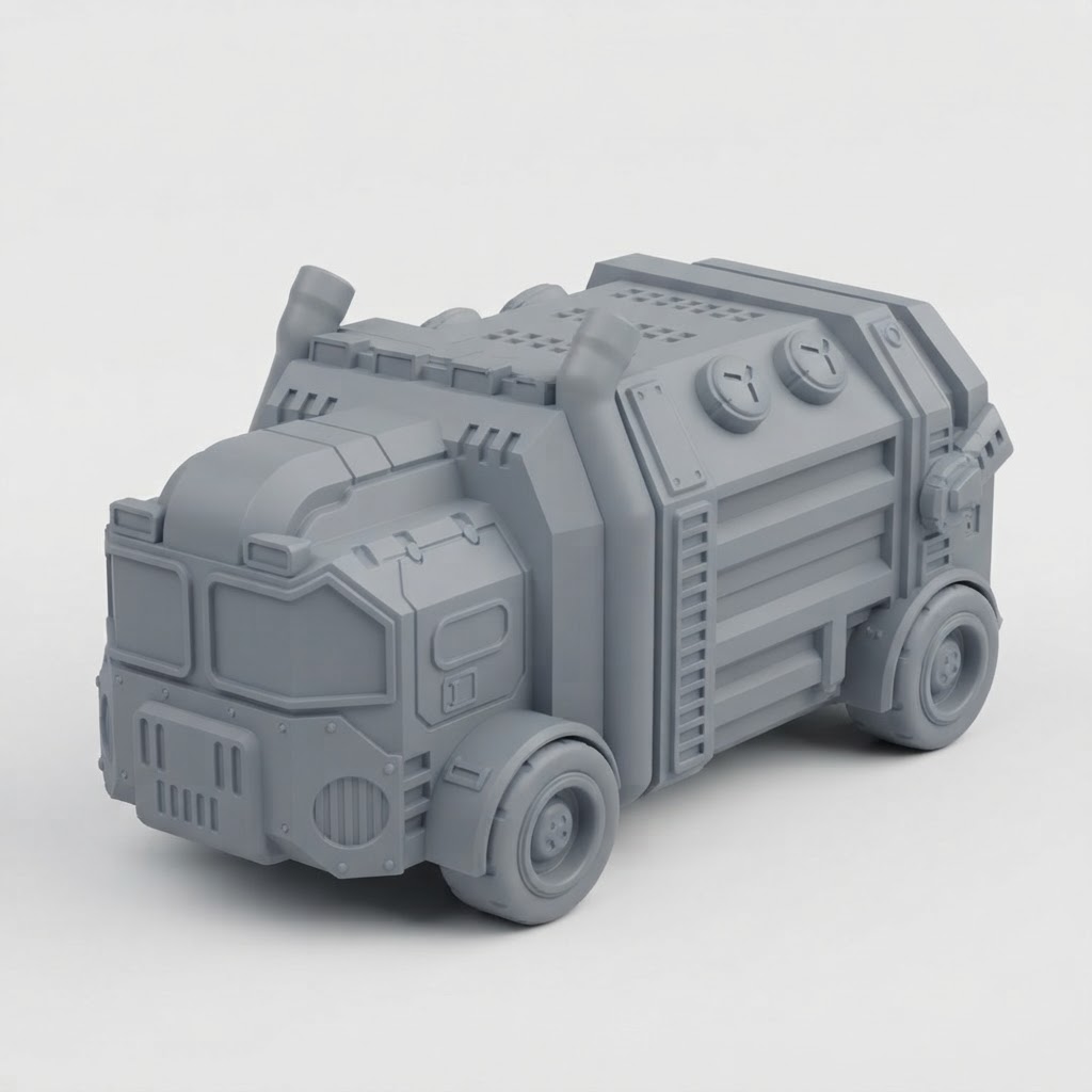 Futuristic Garbage Truck Model free 3D printable STL