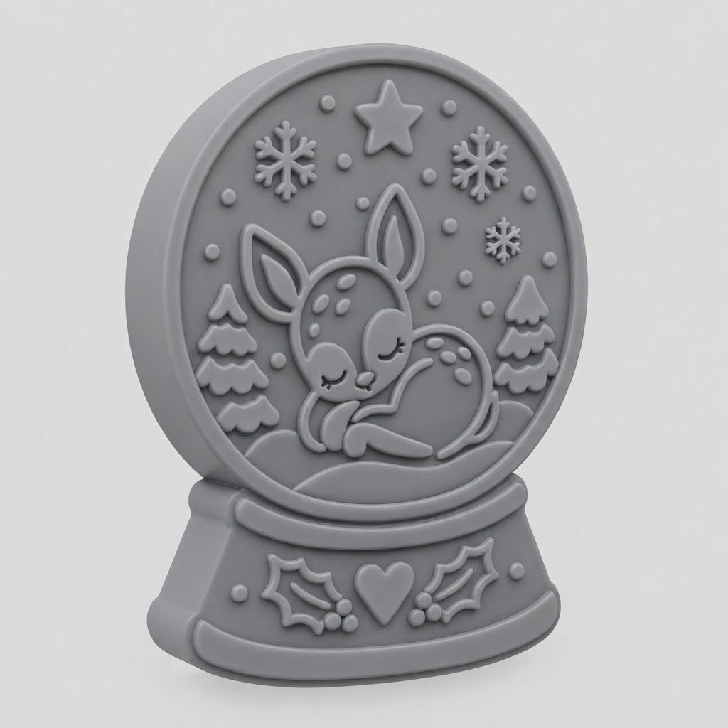 Sleeping Fawn Snow Globe Cookie Cutter free 3D printable STL
