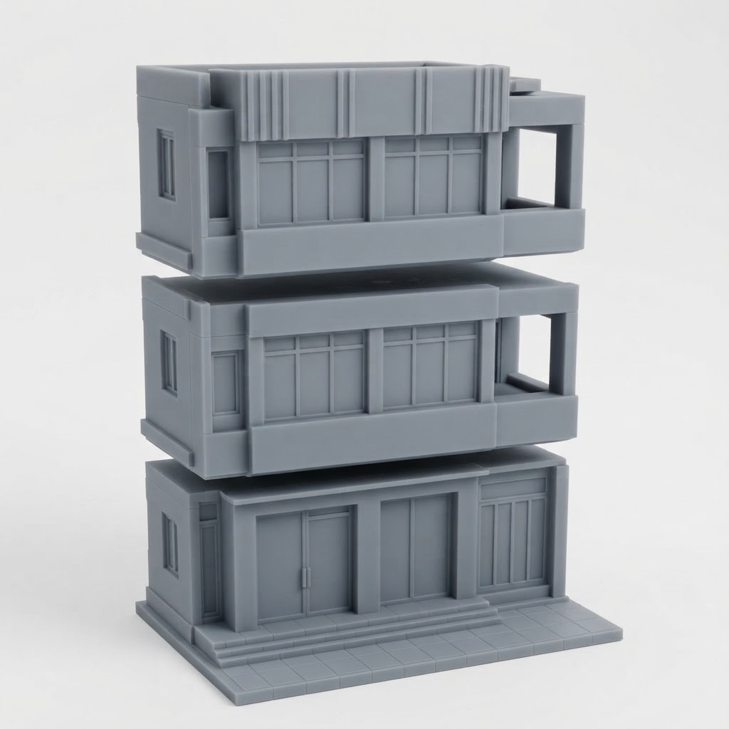Modern Apartment Building Model free 3D printable STL
