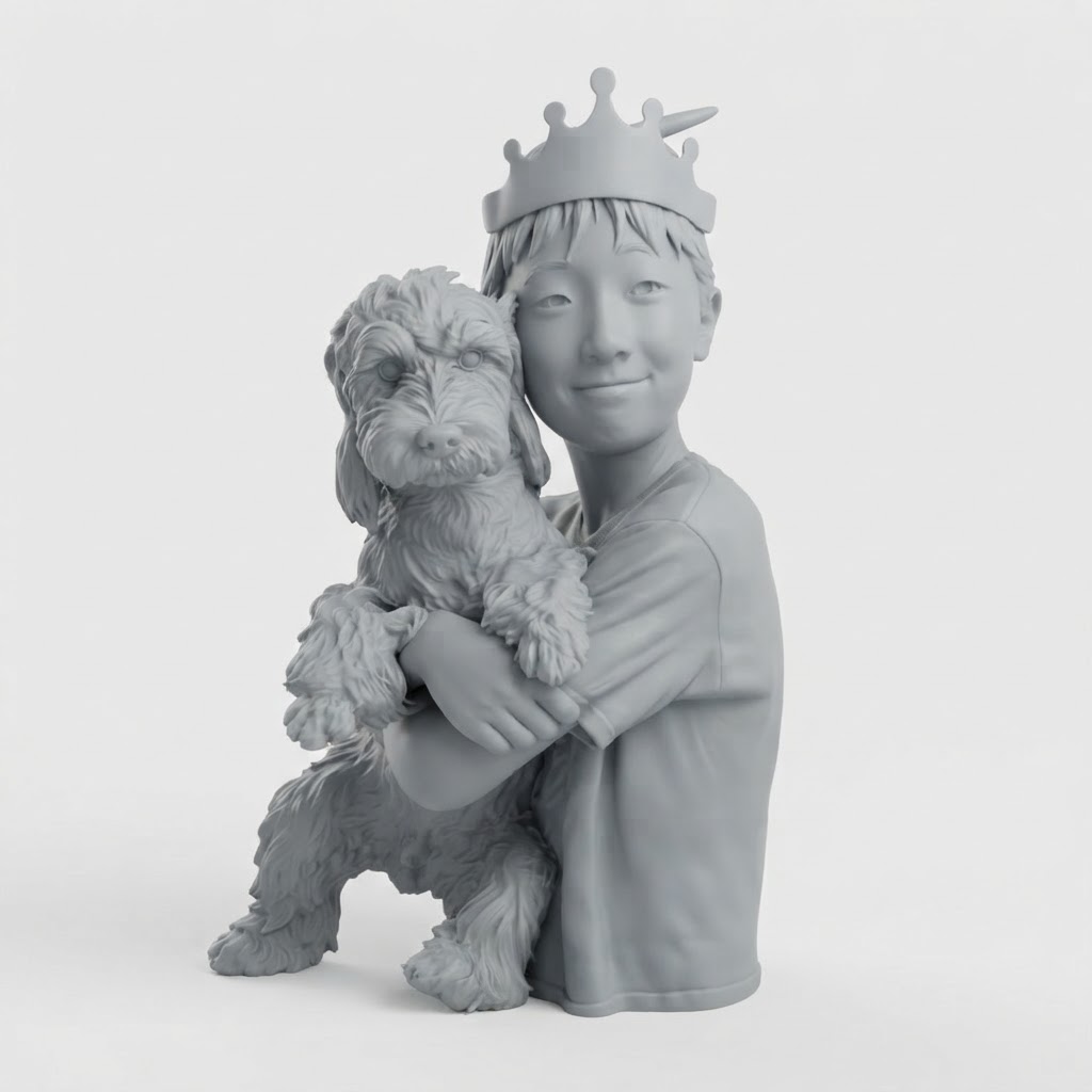 Boy with Cockapoo Figurine free 3D printable STL