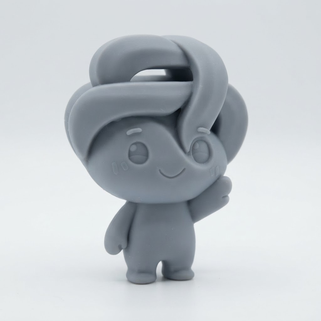 Cute Wavy Hair Figurine free 3D printable STL