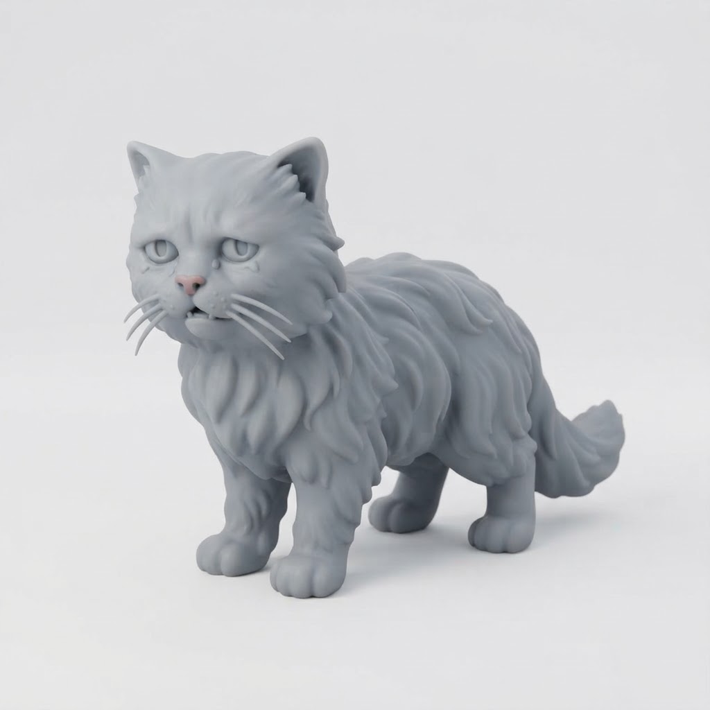 Longhair Cat Figurine free 3D printable STL