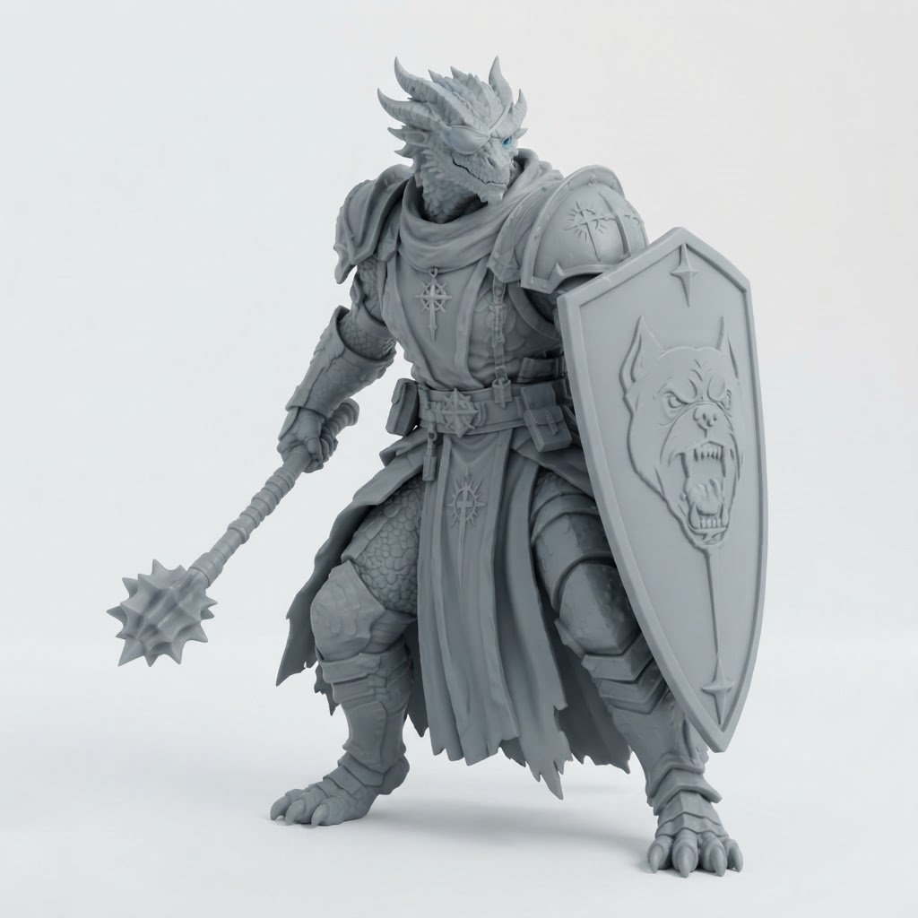 Dragonborn Paladin Figurine free 3D printable STL