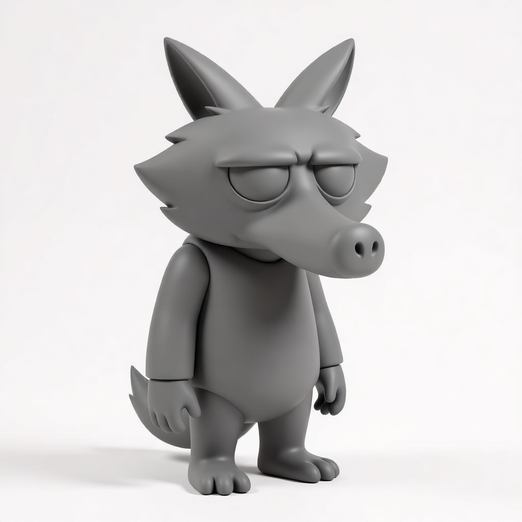 Stylized Anthropomorphic Wolf Figurine free 3D printable STL