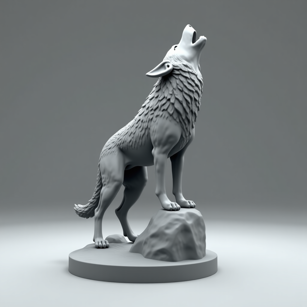 Howling Wolf Sculpture free 3D printable STL